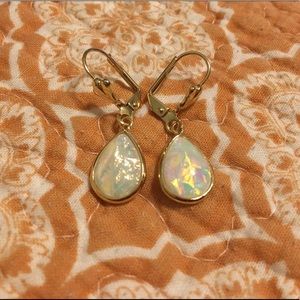 Teardrop Fire Opal & Gold Drop Earrings